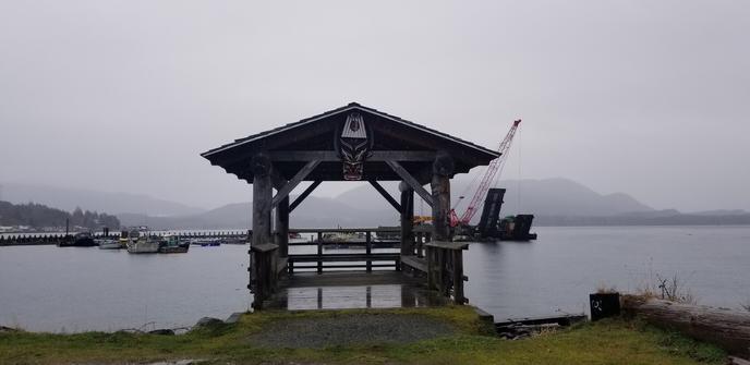 Awaka lookout on Namgis Nation territory.  Views of Alert Bay waters & the harbour/marina.