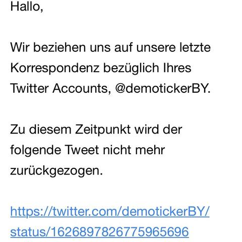 Screenshot Entsperrmeldung von Twitter