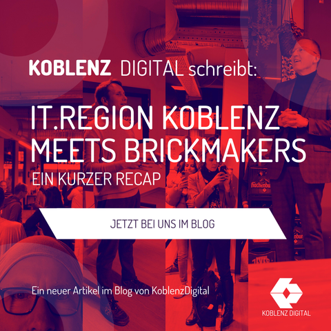 Collage aus vier Fotos von dem Abend bei den BRICKMAKERS:
Ein Selfie von Winni, Timo beim der Begrüßung, der CDO vom Landkreis MYK, die Sonja und dann noch Herr Hammann von IT Stadt Koblenz