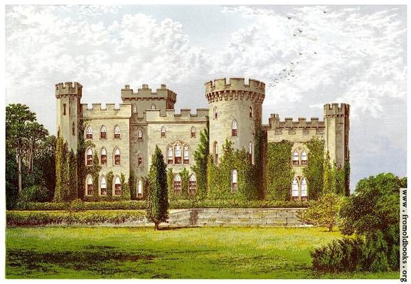 A stone castle, with the large windows of either a modern (1800s) or refurbished buildings, since otherwise attacking dragons could easily fly in through large windows, so they had slits.