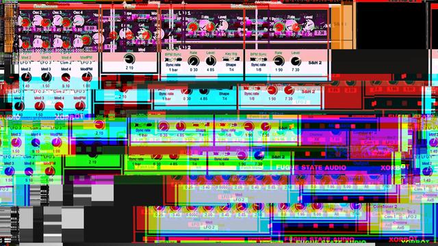 Glitch art, messed-up screenshot of VST plugins NANDroid and XORBot