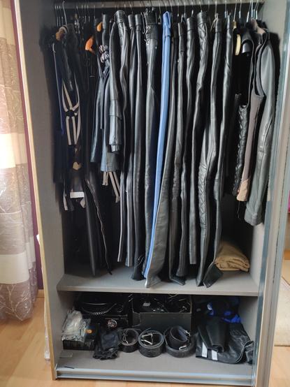 Closet with leather gear