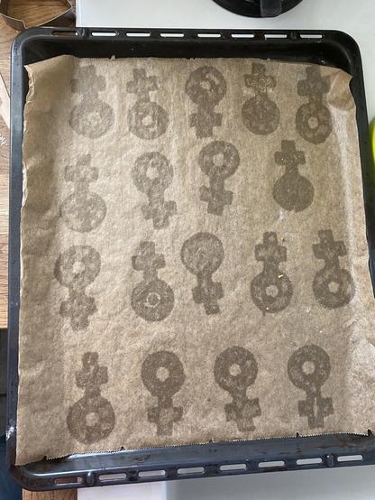 Backpapier mit Abdruck Frauenzeichen Venussymbol