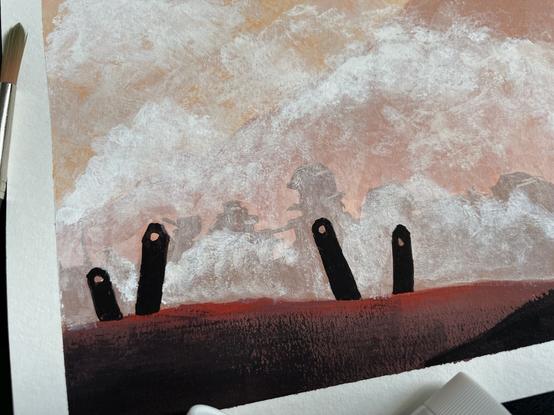 Detailed shot of the ruins and an implied sandstorm.