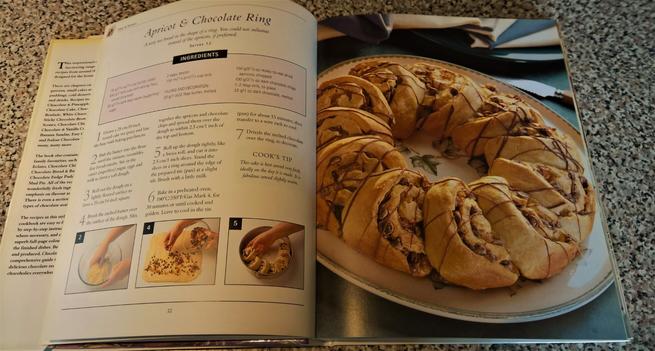 "What's Cooking Chocolate" by Jacqueline Bellefontaine (Published 1998)

Apricot & Chocolate Ring (otherwise known as #TheYakuzaDoughnuts)