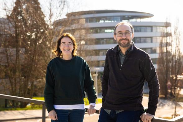 Eileen Furlong and Hernan Garcia at the EMBL Heidelberg Campus. credits: Kinga Lubowiecka/ EMBL