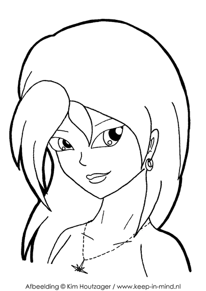coloring blank of a girl