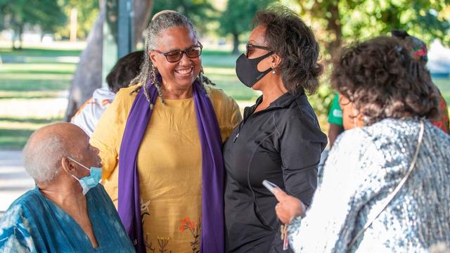 Marie Franklin with supporters