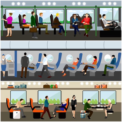 People riding transit