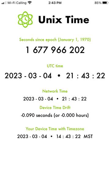 Unix Time app by Mark Slemko