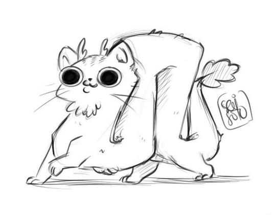 Doodle of a cat mixed with a dragon