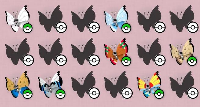 Vivillon list : A butterfly-like Pokemon with various wings color