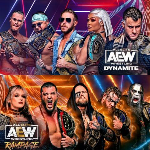 AEW's current roster of champions: The Gunns, Orange Cassidy, Jade Cargill, MJF, Jamie Hayter, Wardlow, and The House of Black.