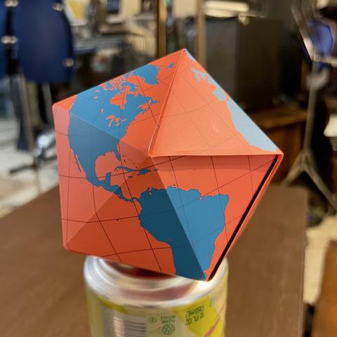 Assembled Dymaxion Folded Globe showing North and South America