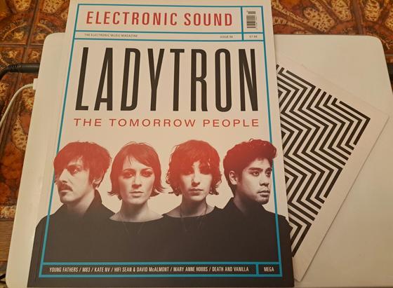 Electronic Sound magazine with Ladytron front cover and 7" single in geometric patterned sleeve.