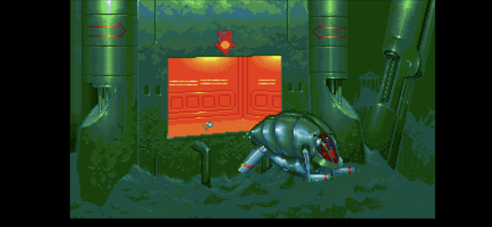Ein Uboot aus dem Game „XOut“ in Pixelart