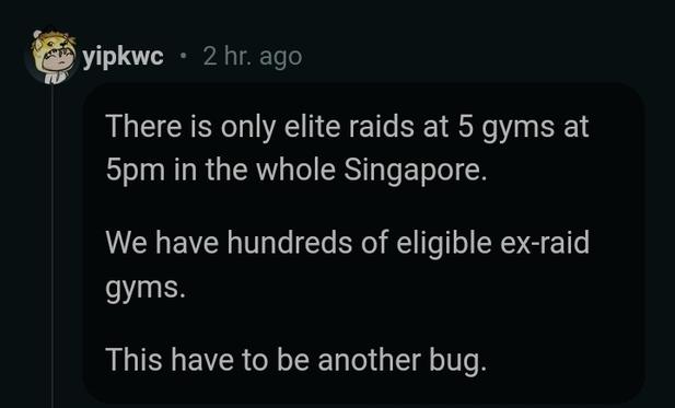 Reddit post on Singapore RegiDrago Elite raid problems