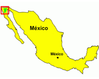 Location  of the Kiliwa and other Yumano groups in the northern part of the State of Baja California, Mexico.