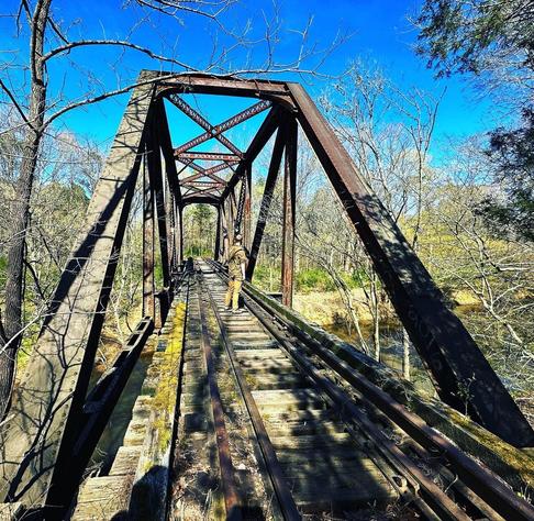 An abandoned rail bridge