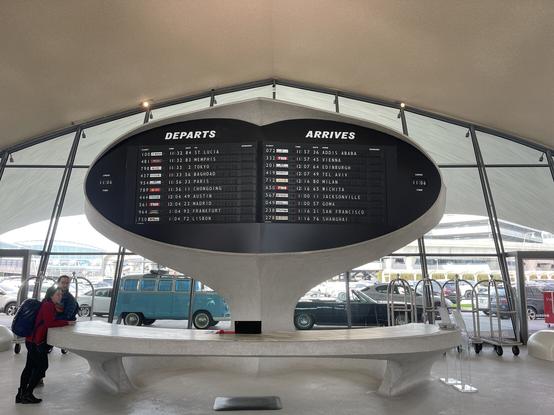 The restored Solari board at the heart of the old terminal