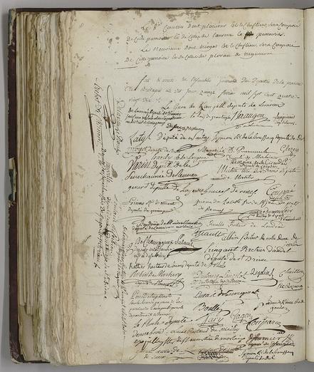 Page de signatures des députés de Bretagne aux États généraux, 1790