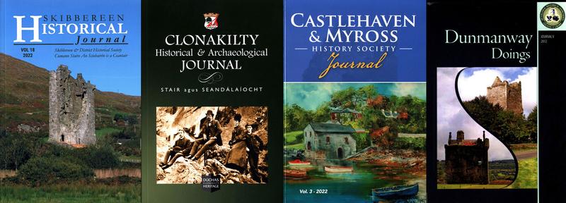 Image of the covers of the Skibbereen, Clonality, Castlehaven and Dunmanway local history journals.