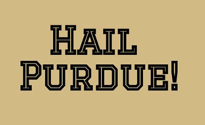 Our Hail Purdue college fight song is shown in Boilermaker colors of gold and black
