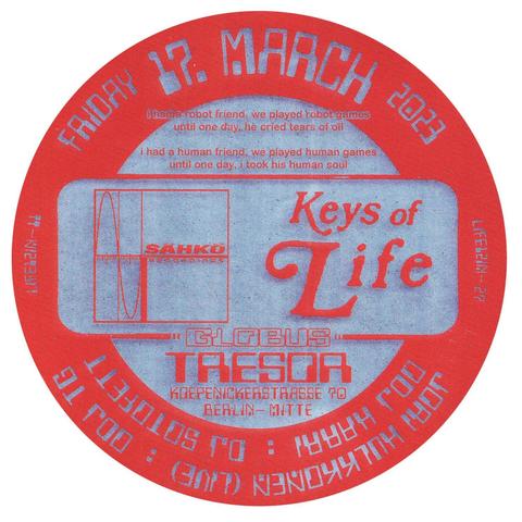 An ad for Sähkö Recordings/Keys of Life night at Globus Tresor, Berlin.