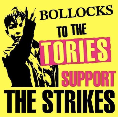 Poster featuring the phrase Support The Strikes.