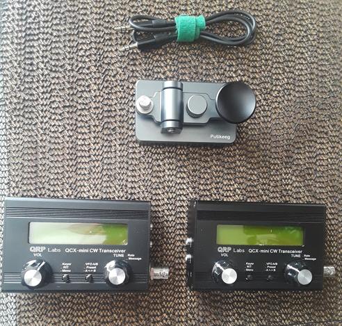 Ham radio QRP cw transceivers with telegraph key