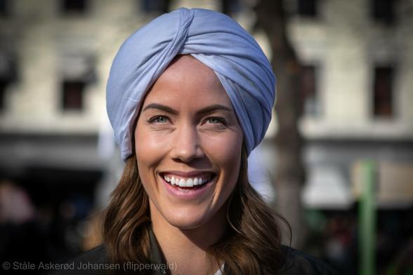 Portrait of woman with turban.