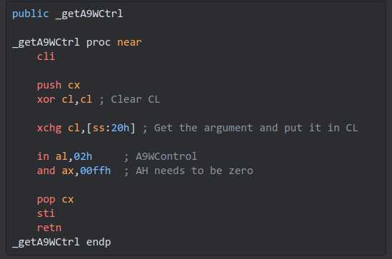 8086 assembly code that should (I hope) get the value of IO port 0x02 and put it in AX.