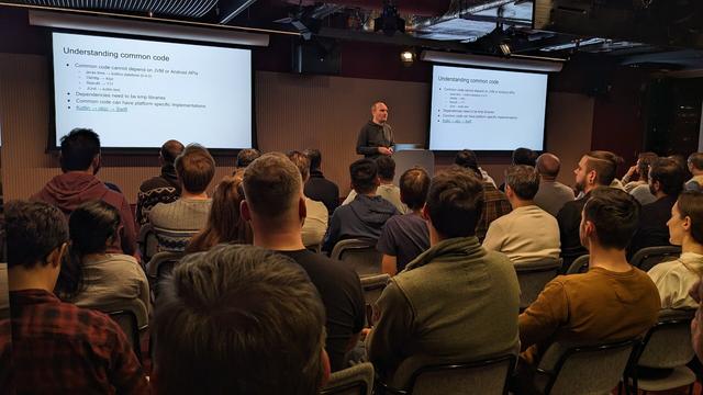 A crowd with me presenting