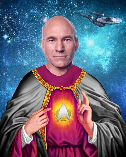 Patrick Stewart as a saint