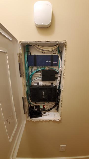 Structured wiring panel along with eero Wi-Fi system we wired and installed.