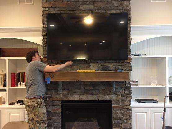 TV installer Jason Gillespie, owner of Grand Central Wiring in Greenville, SC.