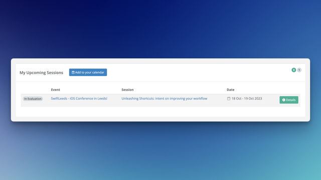 A screenshot of the submission status of my application to speak at SwiftLeeds on the topic of „Unleashing Shortcuts: intent on improving your workflow“.