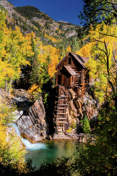 Old Crystal Mill, used for mining silver, located on the Crystal River in Colorado in autumn, one of the most charming mills I've seen, . Getting there is the problem. Located in the back woods of Gunnison and very hard to get there.