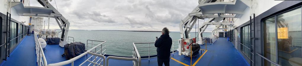 James Louis Smith using the Port Places app from the deck of the Irish Ferries Blue Star 1.