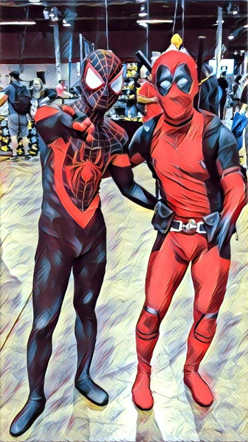 Miles Morales Spider-Man and Deadpool cosplayers killing it for me at the Chicago WizardWorld in 2018.

Photograoh and Artwork by MrCopilot.
