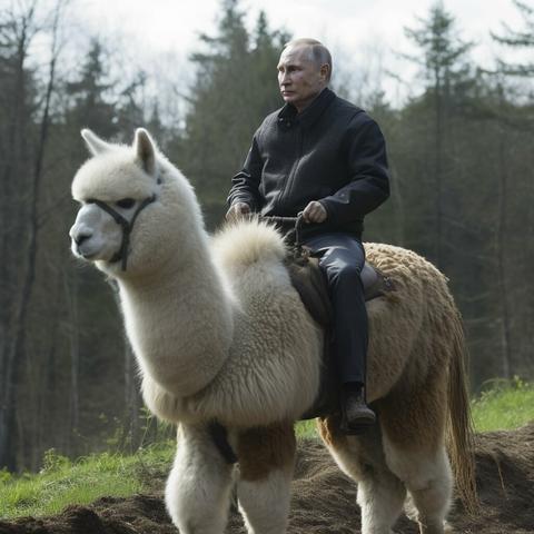 Vladimir Poutine sur un Lama.