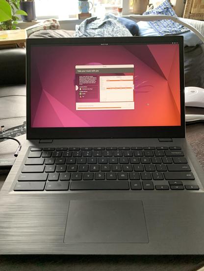 A laptop with the Ubuntu installer open.