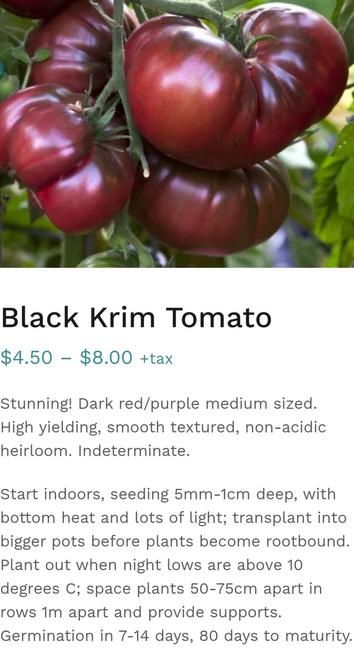 Black Krim Tomatoes.  Saanich Organics seed ad/description on website.