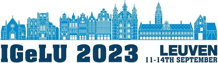 Leuven skyline. IGeLU 2023 logo