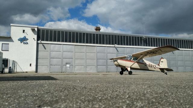 Sperling vor dem Hangar. Sonst wieder keiner da, der fliegen will und virlleicht schon mal die Tore aufgemacht hätte! 😂
