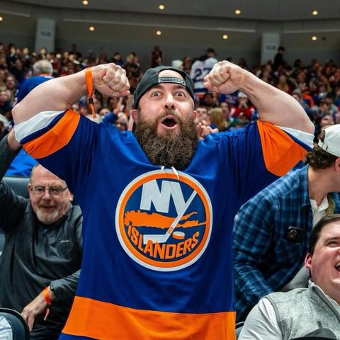 AEW pro wrestler John Silver watches an NY Islanders game at UBS Arena.
