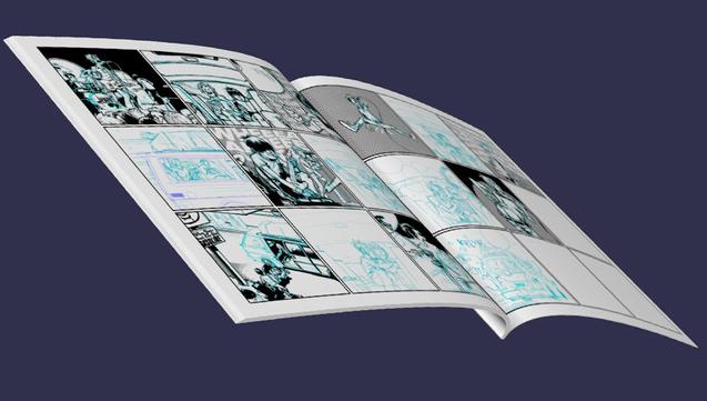 comic book spread from Geezer #2, rendered in 3D by Clip Studio.