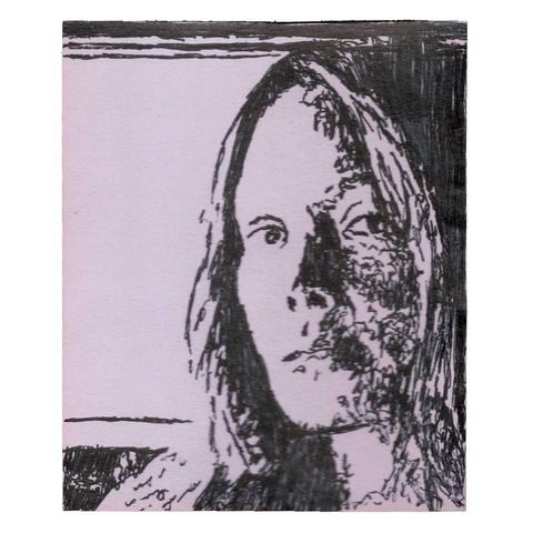Pen drawing of Sissy Spacek drawn on a Post-It note.