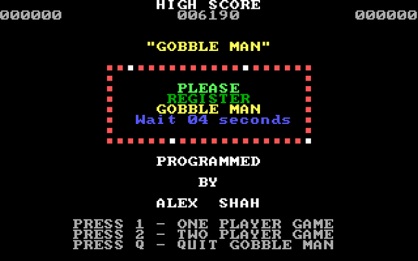 An early example of a "Register now" nag screen