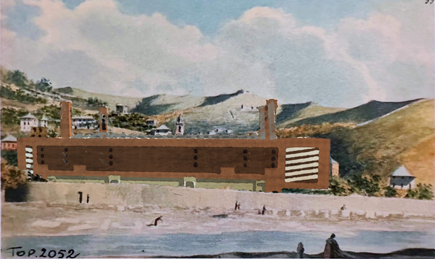 Un acquarello del primo ‘800 con lo stadio appena costruito.